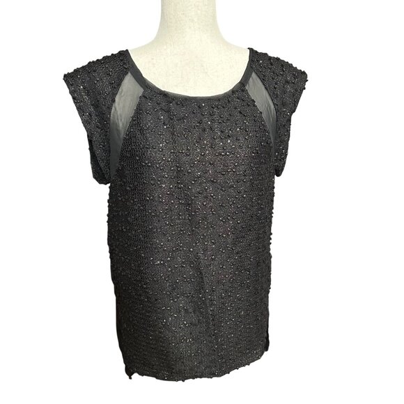 Maurices Shirt Women M NWT Black Shimmer Sheer Back High Low Hem Party New Years - Picture 1 of 11